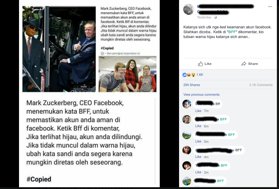 Ketik BFF di Facebook Bisa Tahu Keamanan Akun